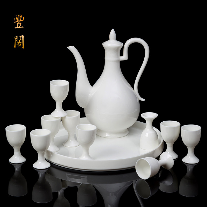 酒具套装家用酒壶仿古景德镇陶瓷中式小酒盅黄酒分酒器高脚白酒杯