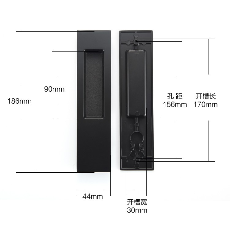 依佰利通用型移门锁金色室内推拉门卫生间厨房平移木门锁黑色钩锁