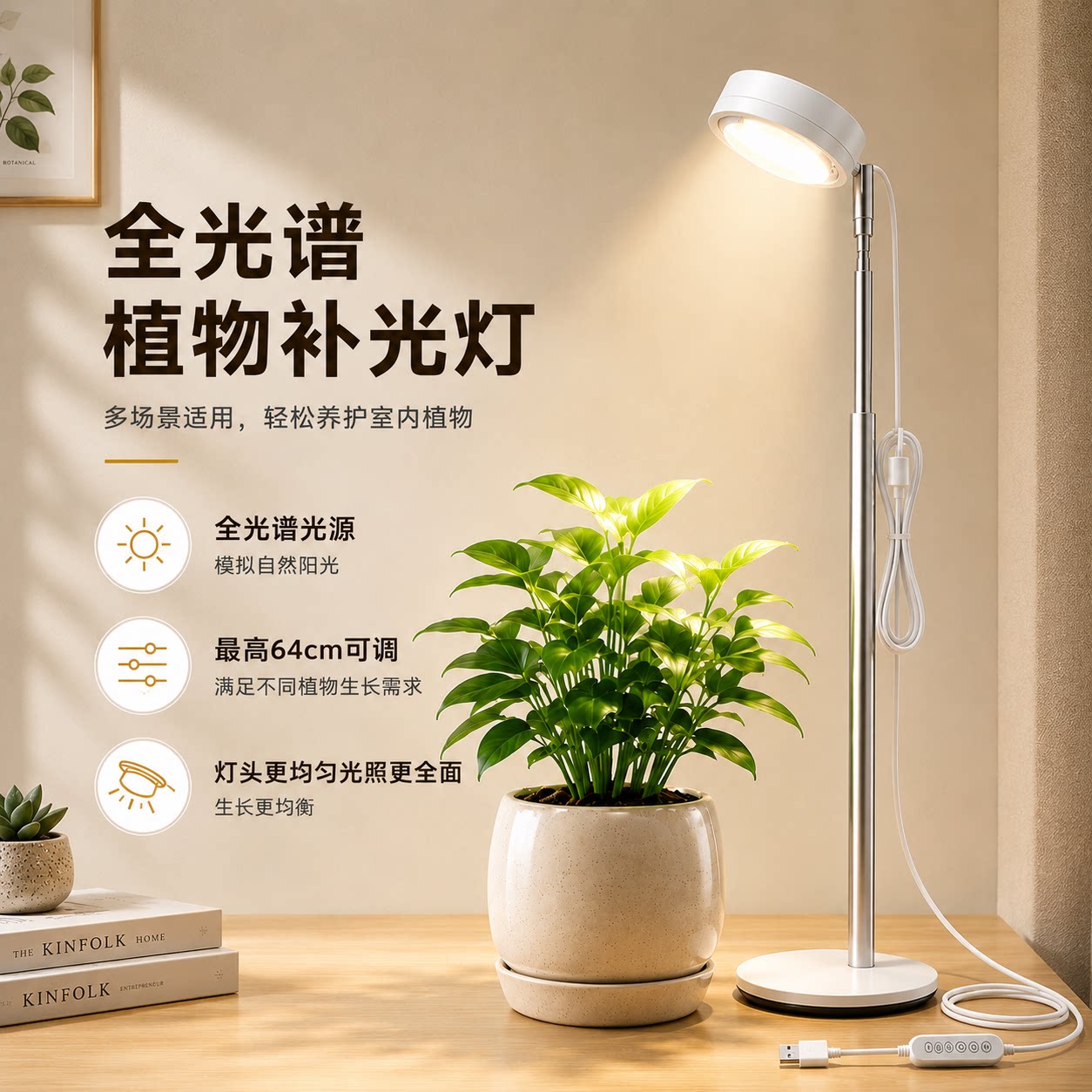 凸透镜插地款全光谱植物专用补光