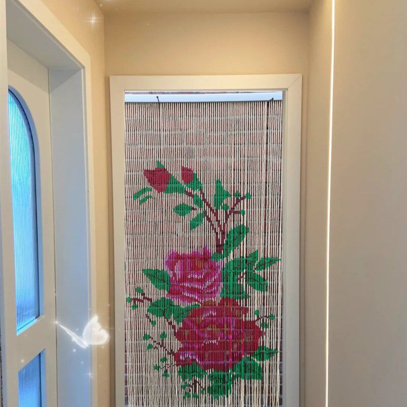 纯手工珠帘装饰串珠隔断门帘挂帘复古背景新中式婚纱照摄影道具