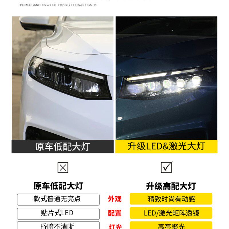星瑞透镜大灯改装总成led双光激光矩阵式直射式百搭模组大灯升级