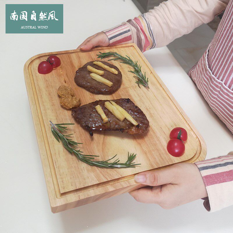 胡桃木牛排板托盘牛扒木板西餐摆盘切熟食水果面包板木质披萨托盘