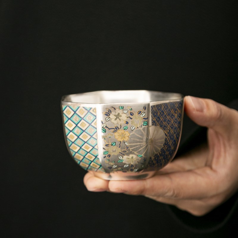 国潮文创鎏银对杯茶具套装茶杯礼盒结婚礼物生日商务老外伴手礼品