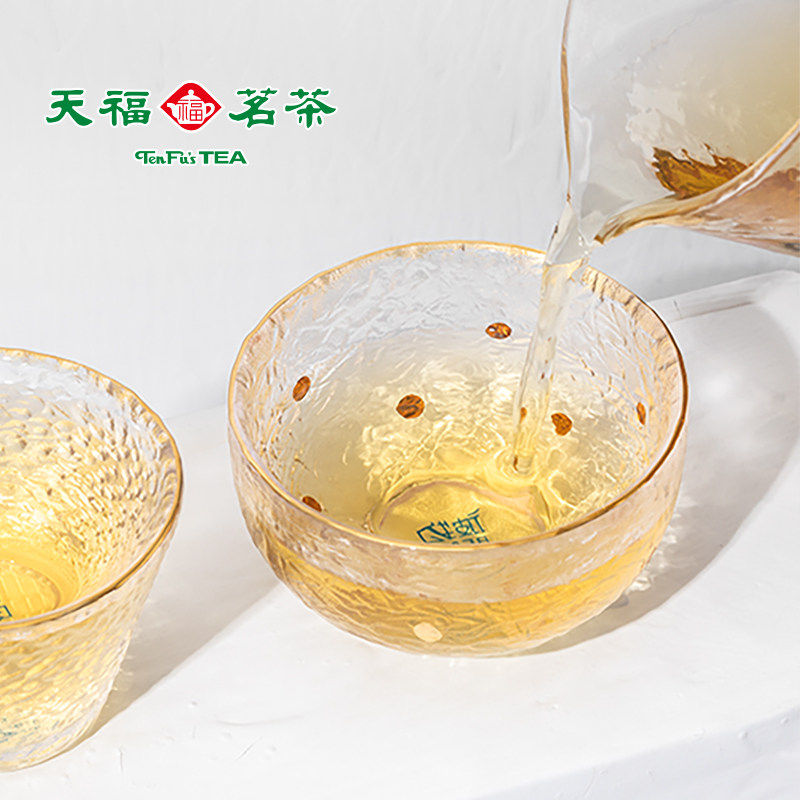 天福茗茶彼物加厚手工锤纹杯耐热玻璃小茶杯家用泡茶耐高温品茗杯