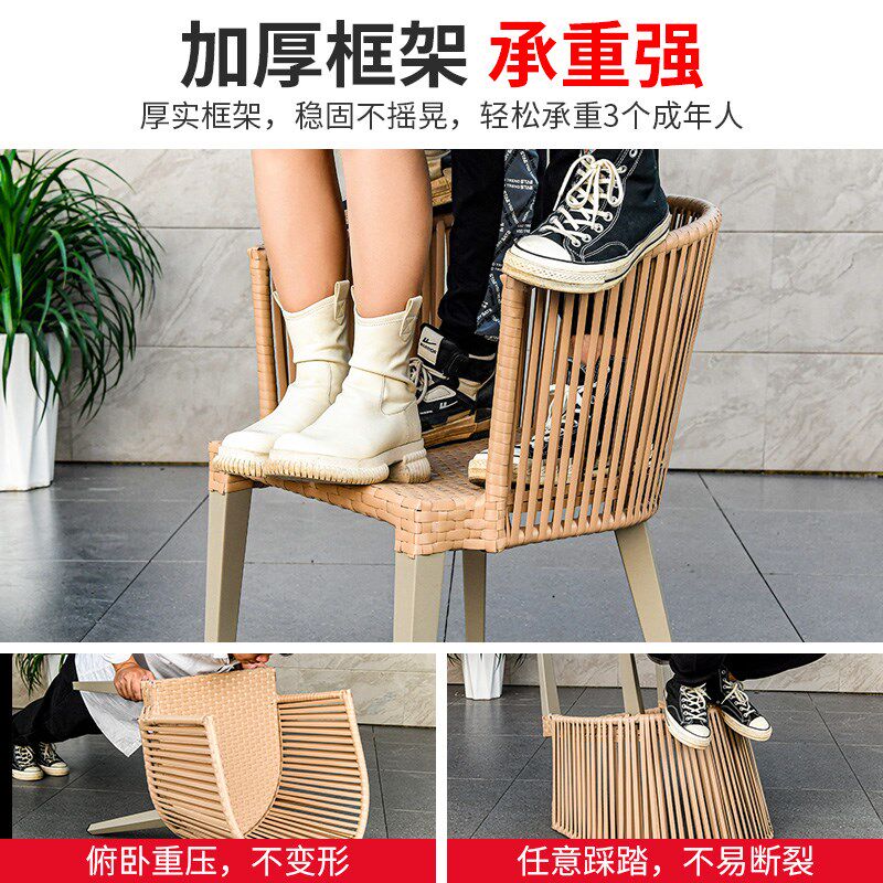 莫家户外桌椅庭院藤椅露天咖啡室外休闲编藤塑木合金花园桌椅组合