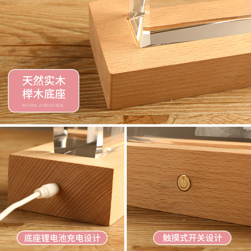 水晶琉璃锤子玻璃画定制相框相片 结婚周年纪念相框照片生日礼物