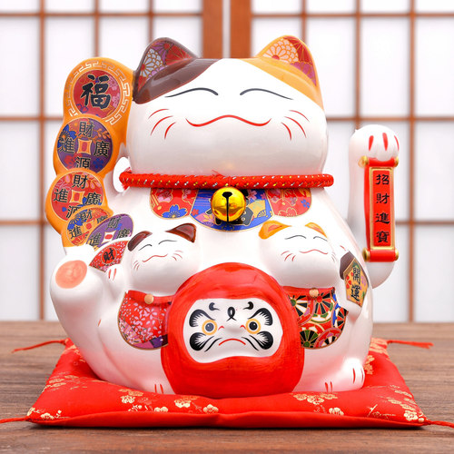 招财猫摆件自动招手开业八方来财摇手入户日式网红发财猫大家庭用