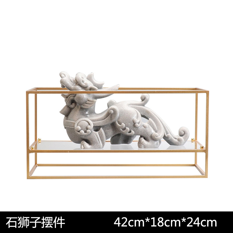 新中式创意貔貅摆件设计师样板间室内办公桌摆设书房玄关软装饰品