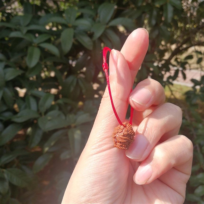 桃篮花篮桃核野生手工雕刻红绳可调节节日新年礼物花朵动物植物书
