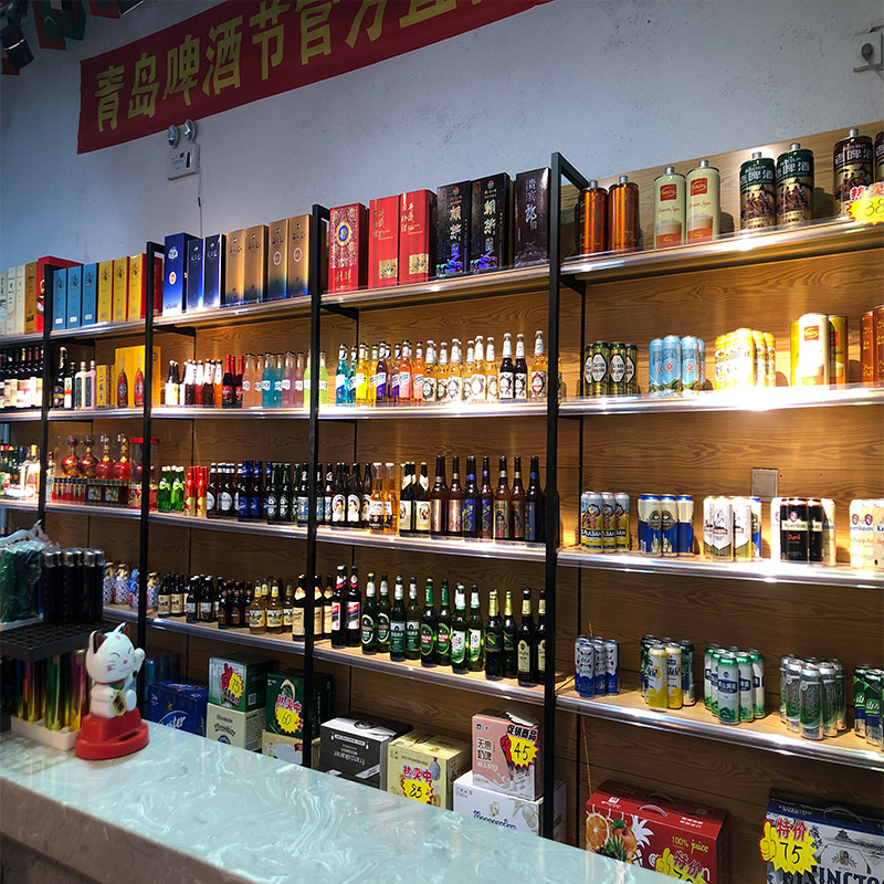 超市货架置物架木纹中岛货架文具母婴店陈列柜便利店多功能展示架
