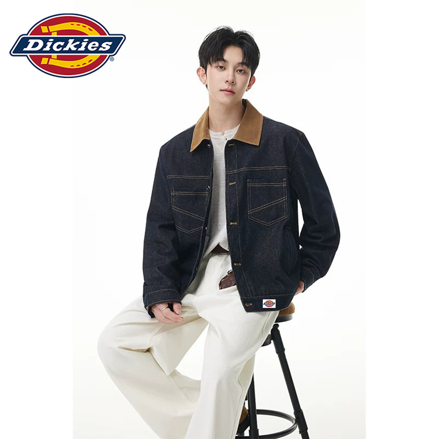 Dickies美式原牛翻领牛仔夹克男秋季撞色男士cleanfit工装外套