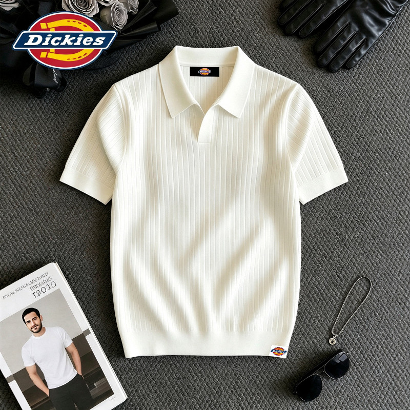Dickies高级感穿搭老钱风海鸥领短袖polo衫男士秋季新款宽松休闲
