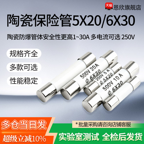 5*20/6*30mm陶瓷保险丝管RO54/58 250V 1/2/3/4/5/6/8/10/20/30A