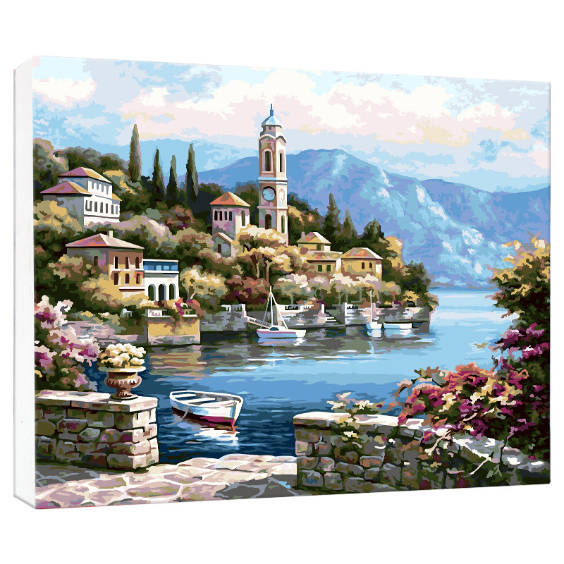 自油自画 数字油画diy手工填色大幅客厅风景油彩装饰画 温情海滨