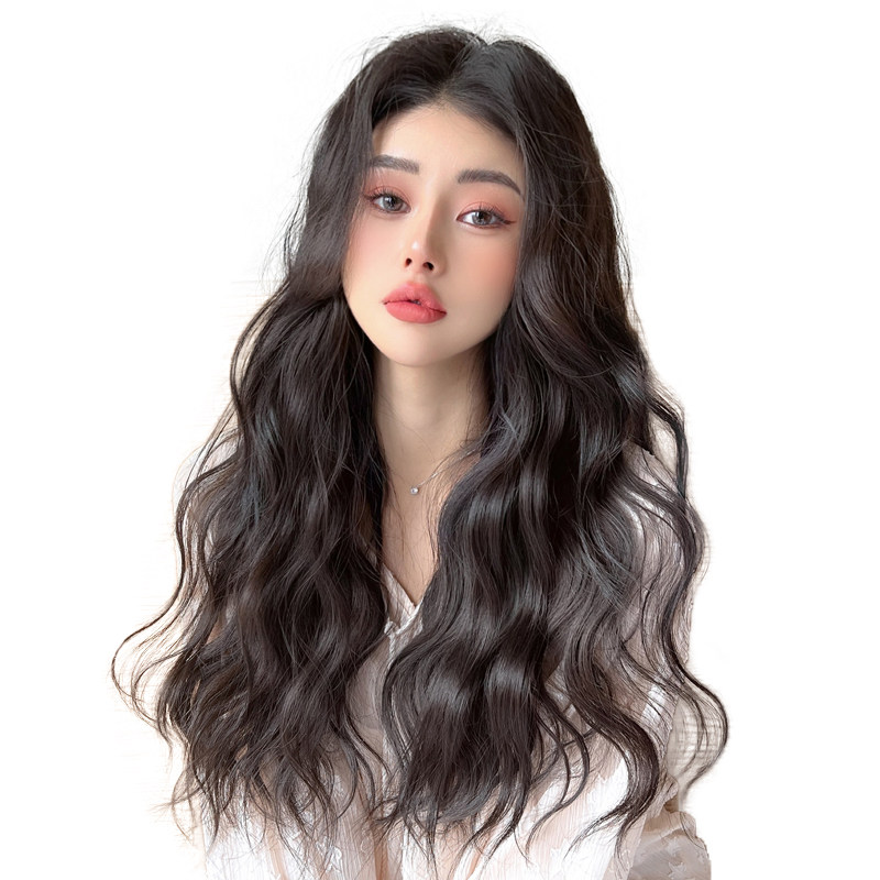 假发片女长发一片式增发量蓬松水波纹真发发片自然无痕卷发轻薄夏