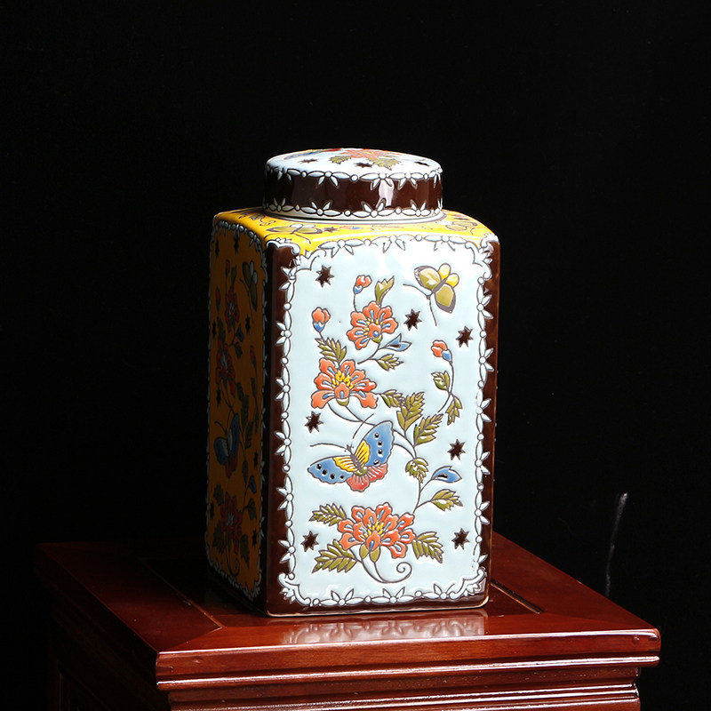 家居软装黄色陶瓷花瓶摆件客厅插花博古架酒柜电视柜样板房装饰品