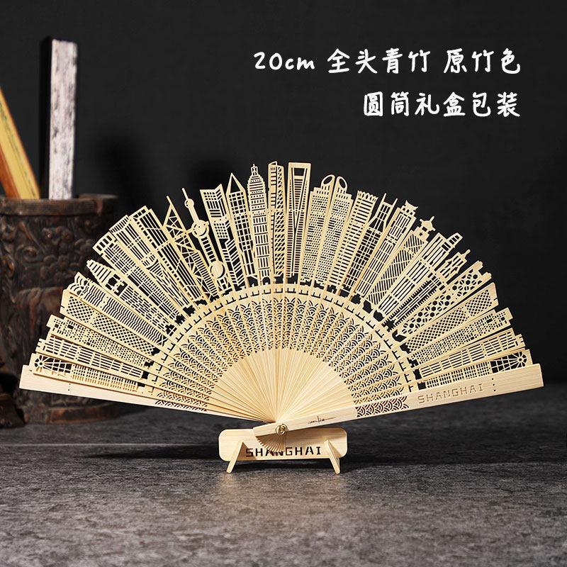 中国特色礼品送老外折扇男女士礼品檀香镂空工艺广告创意扇子定制