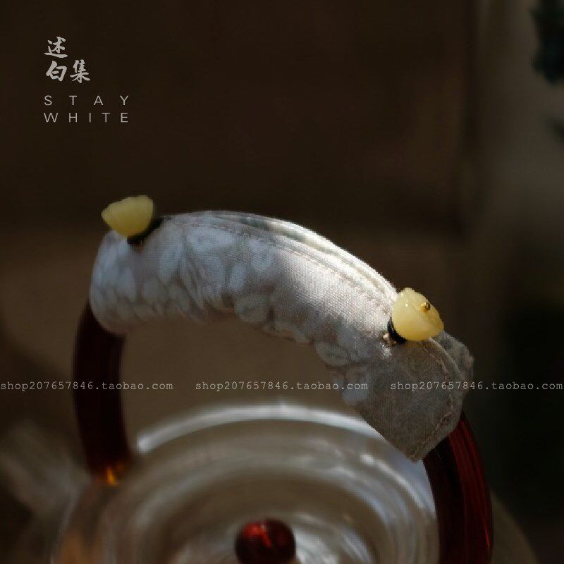 述白集 高端银壶壶衣把手防烫 提梁茶壶隔热布套纯手工定制厚布垫
