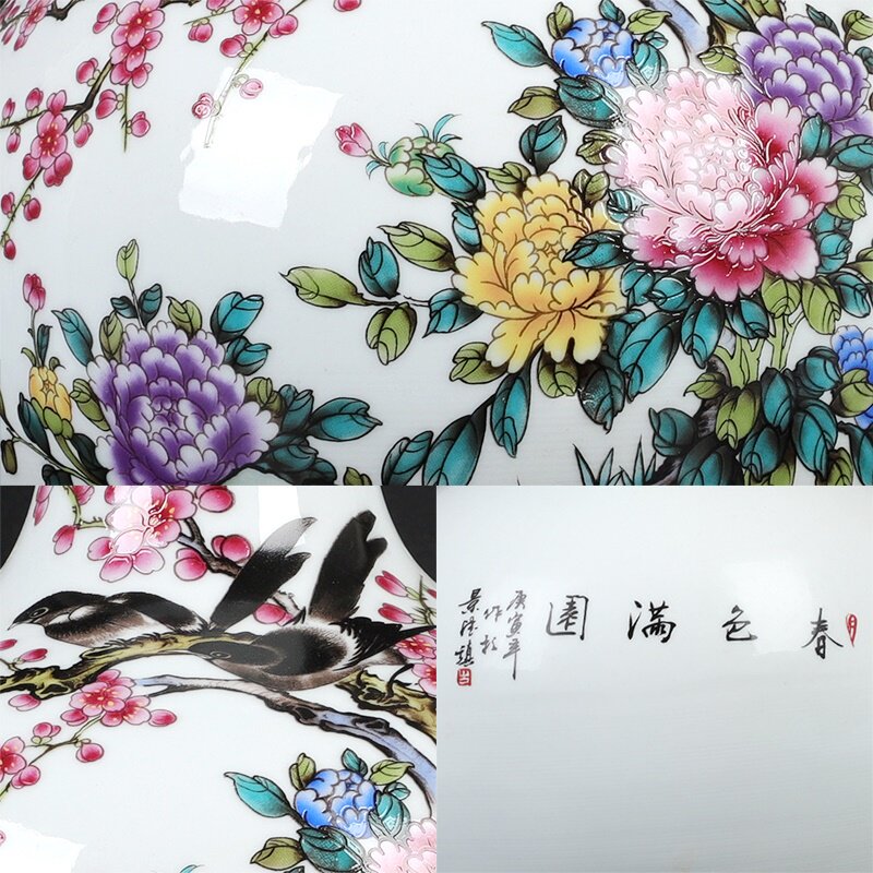 陶瓷器摆件花瓶客厅大号干花插花白色粉彩瓷瓶酒店柜台工艺品摆设图片