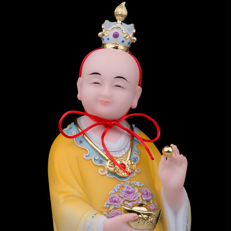 汉白玉彩绘招财童子进宝童子运财送财郎君道家店铺公司开业摆件