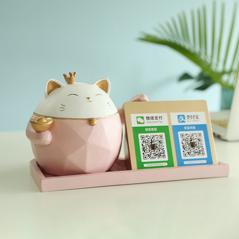 招财猫摆件开业装饰店铺新店二维码收银台前台大号发财猫招手高档