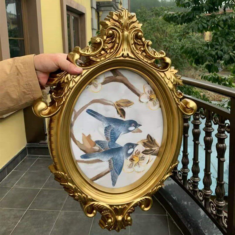复古欧式椭圆相框画框油画框婚纱照片框金色婚庆挂墙道具装饰镜框