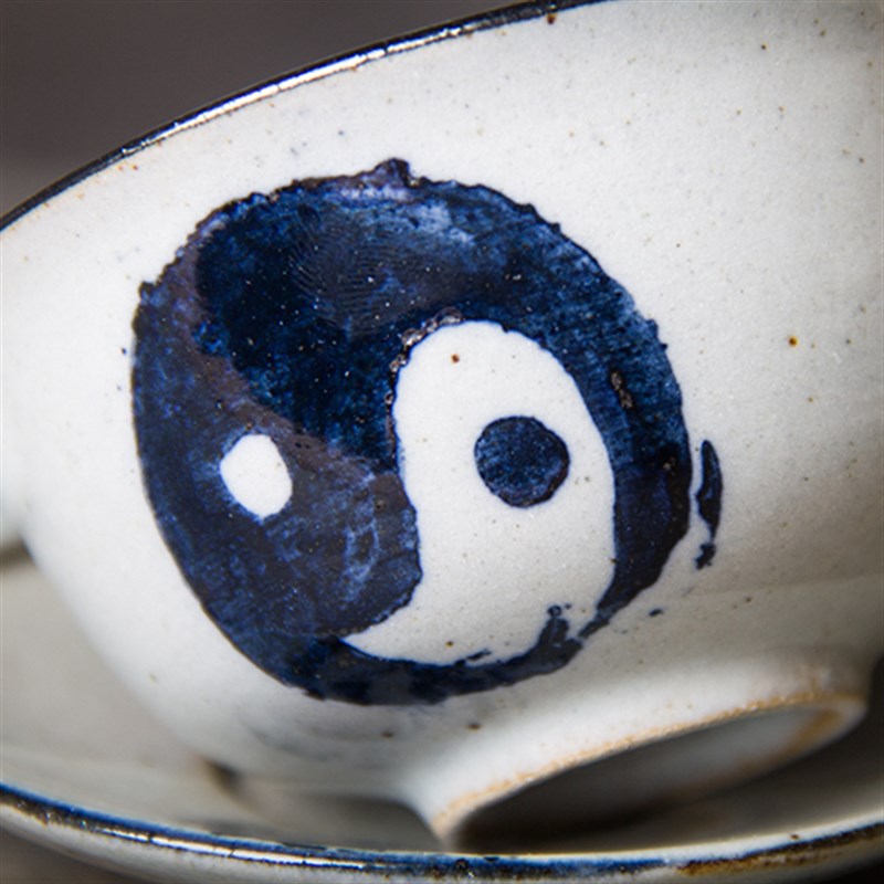 景德镇粗陶瓷三才盖碗手绘茶杯复古敬茶碗怀旧功夫茶具泡茶器包邮