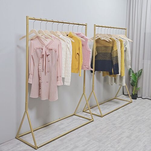 服装店展示架女装店挂衣架金色衣服陈列架落地式单杠童装店组合架