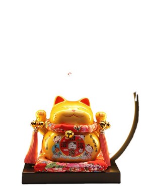 招财猫摆件店铺开业礼品收银台自动招手摇手灯圈陶瓷存钱罐发财猫