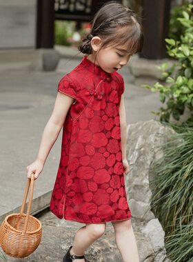 女童旗袍夏季宝宝周岁古装红色改良民国洋装儿童唐装汉服中国风