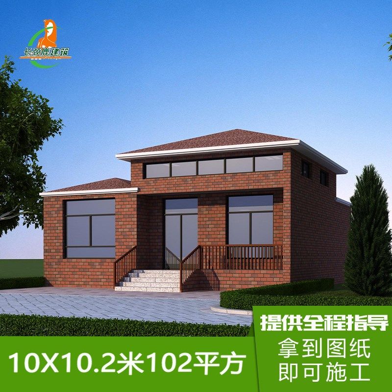 开间进深10米98平一层小别墅设计图纸新农村盖房子平面布局效果图