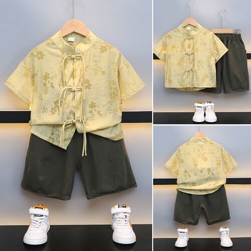 男童汉服唐装夏季新款儿童复古新中式套装小童宝宝周岁礼服演出服