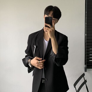 春秋款休闲西装外套男韩版宽松潮流西服男士便服春季男款单件上衣