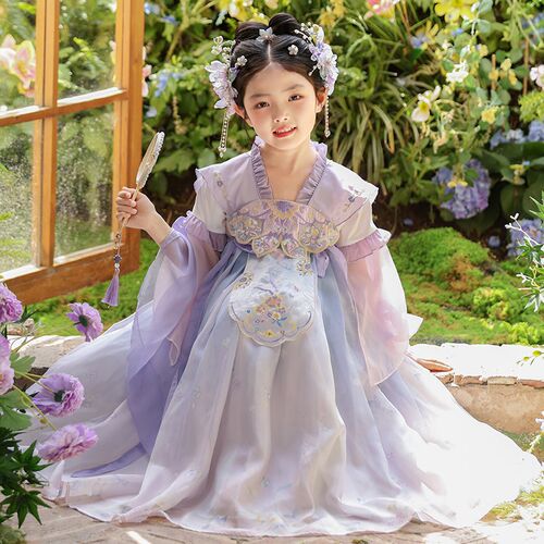 女童汉服夏季2025新款儿童古风超仙公主唐装女孩古装中国风连衣裙