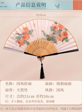 马面裙配饰古风扇子折扇女v学生霸气仙气刺绣流苏古代男汉服手持