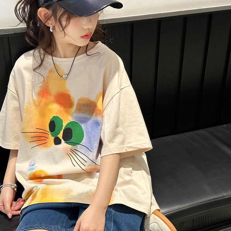 迷你巴拉巴拉女童短袖T恤夏季2026新款大童夏款洋派卡通上衣儿童