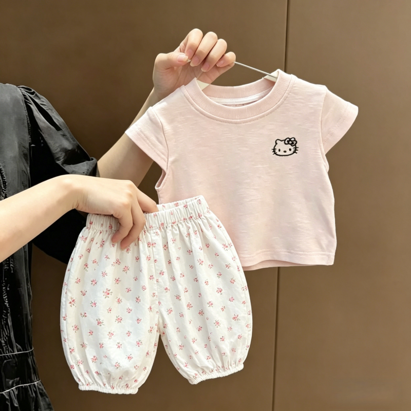 迷你巴拉巴拉女宝宝2026夏季新款舒适甜美套装女童可爱抽绳短袖小