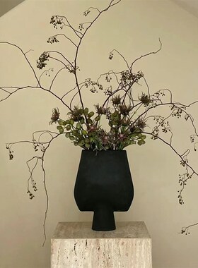 侘寂风大号白色浮雕陶瓷花器鲜花水培插花瓶客厅民宿客厅玄关摆件