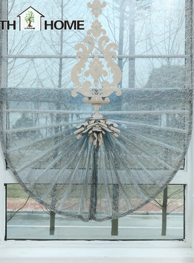 纱帘欧式鸟巢纱百叶绣花窗帘客厅阳台餐厅厨房扇形罗马帘升降帘