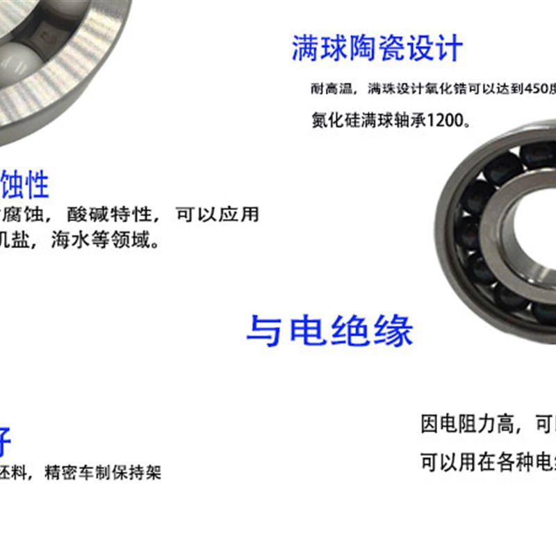 不锈钢混合陶瓷球轴承6308/6309/6310/6311/6312/6313/6314/6315