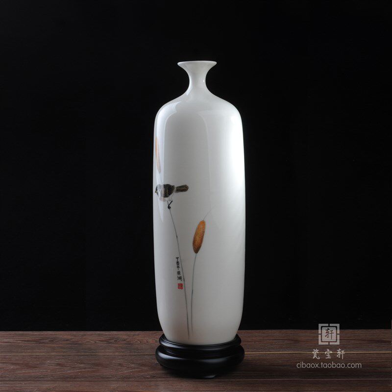 吉祥花鸟陶瓷花瓶德化白瓷客厅家居办公室桌面摆放礼品礼盒装饰品