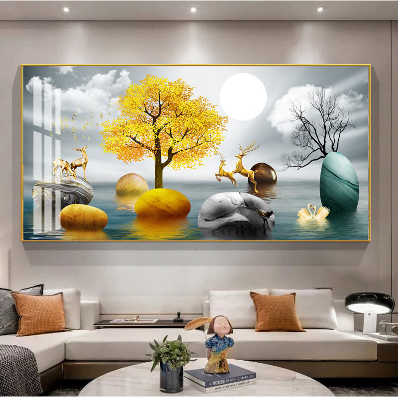 轻奢客厅麋鹿装饰画沙发背景墙卧室餐厅挂画北欧风格办公室单幅画