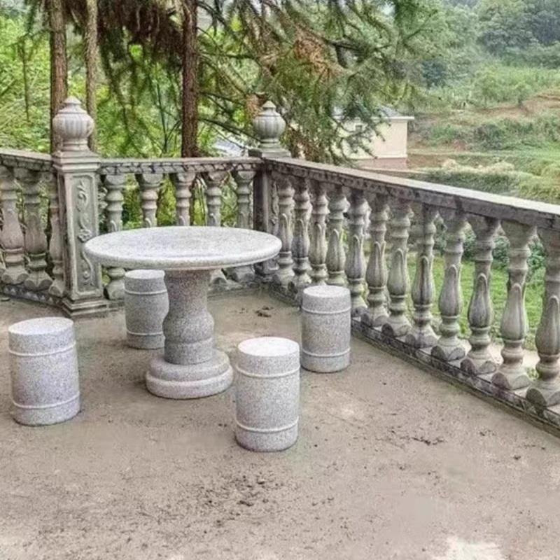 石桌石凳圆桌椅石头桌子别墅户外公园一套园林花园天然大理石庭院