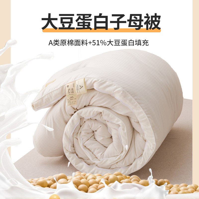 A类大豆纤维子母被二合一夏季夏凉被空调被四季通用春秋被子冬被