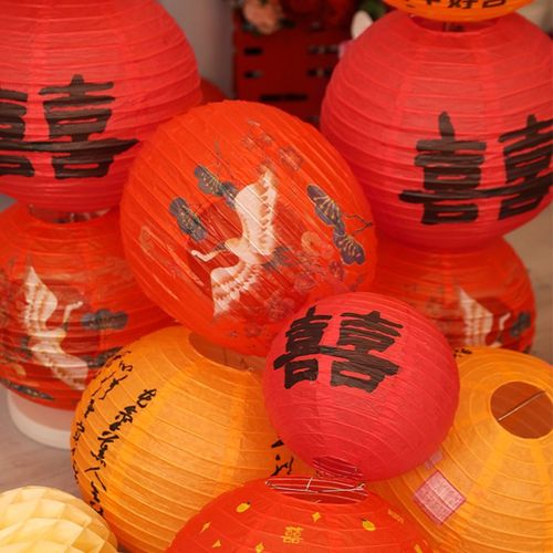 结婚喜字灯笼球气球立柱套装婚礼装饰新房男女方卧室婚房接亲布置