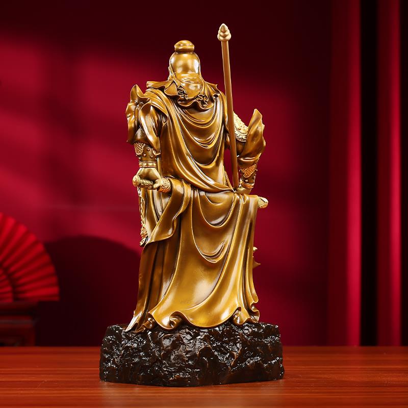 铜欣祥黄铜关公摆件家居装饰品客厅办公室武财神关二爷武圣关公像