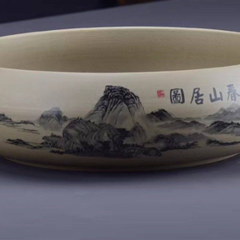 陶瓷烟灰缸大号超大特大家用中式复古茶室果皮茶渣废水垃圾收纳缸