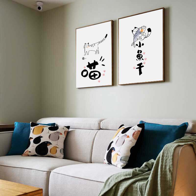 动物版画装饰画油画布平面印刷简装图案挂画餐厅壁画卧室床头画