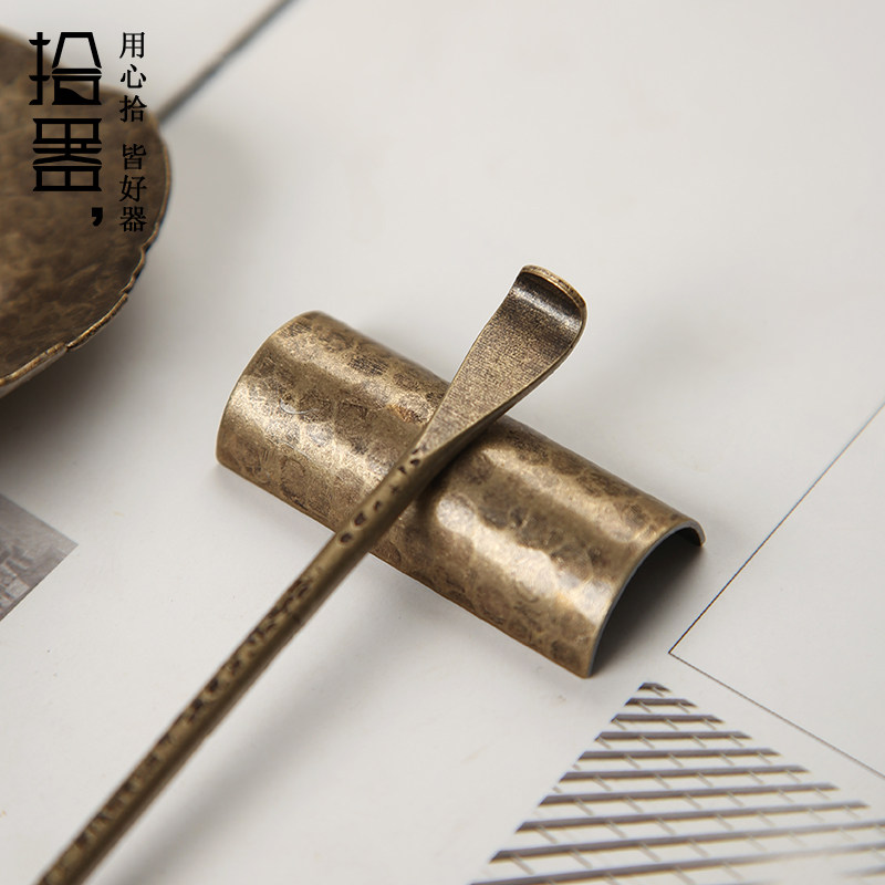 纯铜茶则三件套手工黄铜赏茶荷茶勺茶拨铲茶道功夫茶具配件六君子