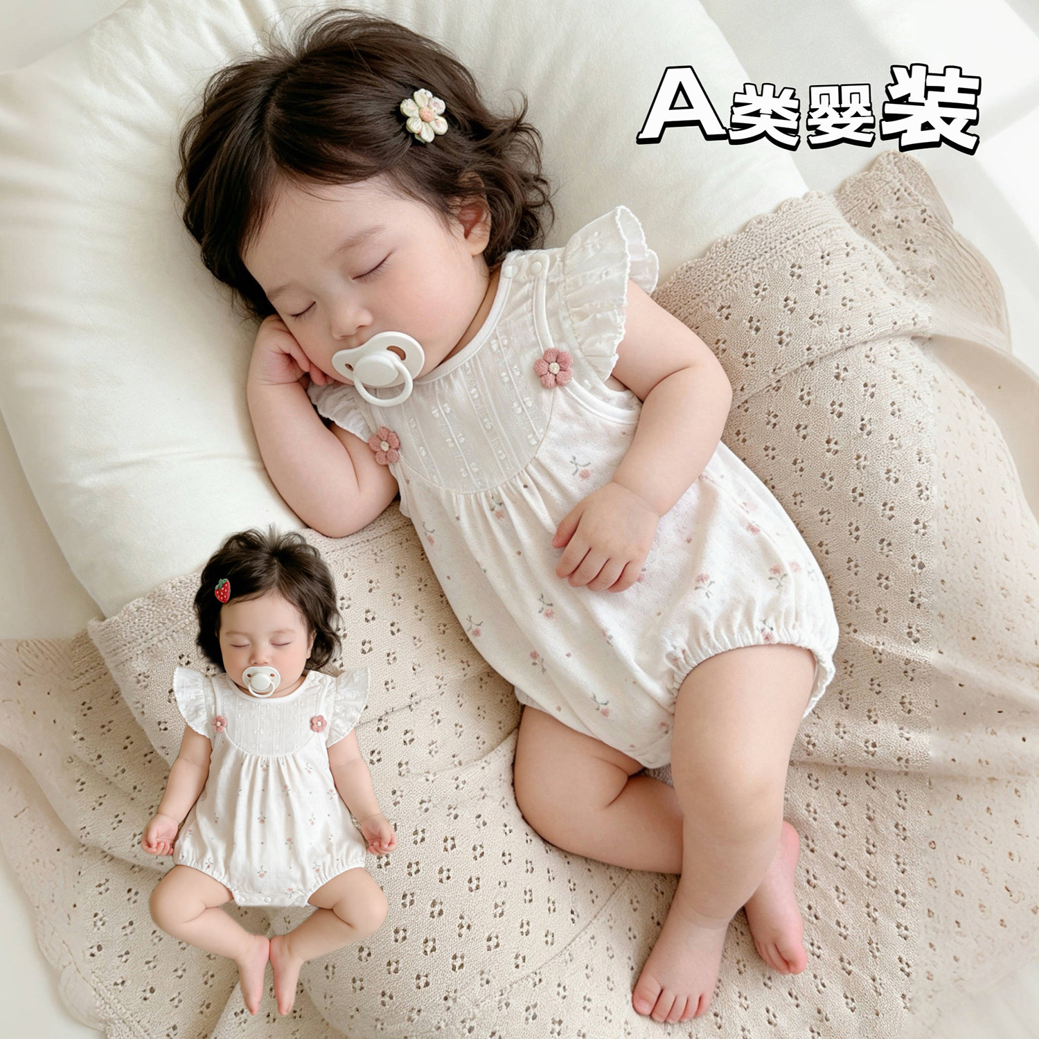 童泰婴儿夏季包屁衣薄款衣服满月女宝宝三角哈衣爬服连身衣外出服